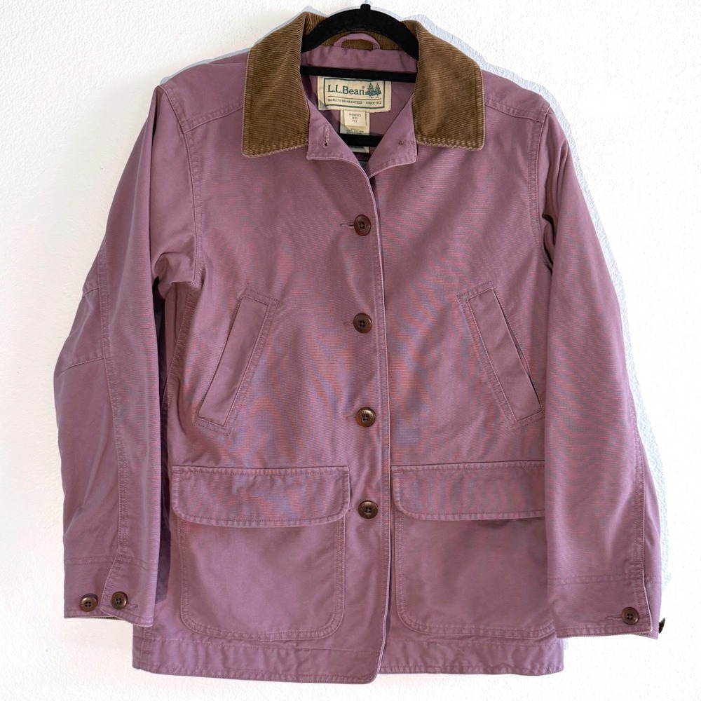 L.L. Bean Mauve Utility Jacket with Brown Corduroy Collar